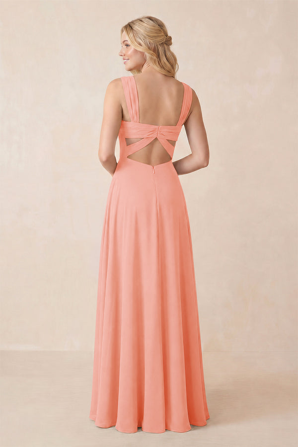 Sweetheart A-Line Chiffon Long Bridesmaid Dress in Rosette