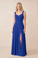 Sweetheart A-Line Chiffon Long Bridesmaid Dress in Royal Blue