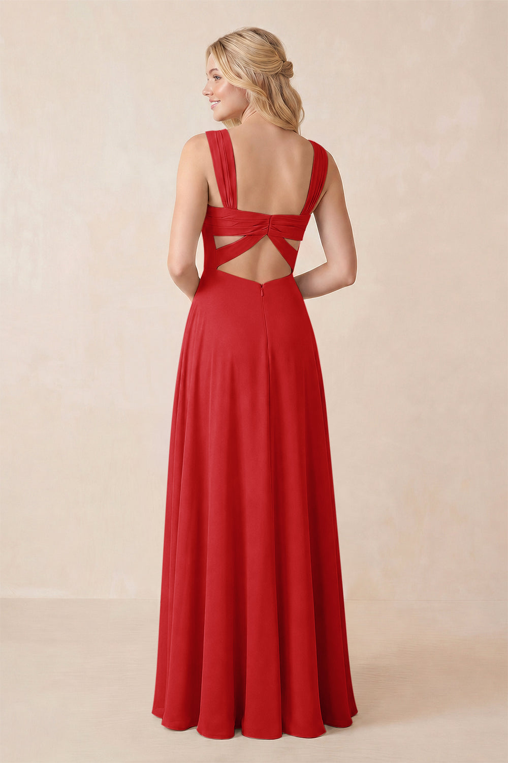 Sweetheart A-Line Chiffon Long Bridesmaid Dress in Ruby Red