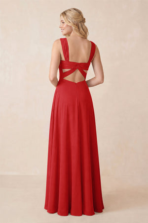 Sweetheart A-Line Chiffon Long Bridesmaid Dress in Ruby Red