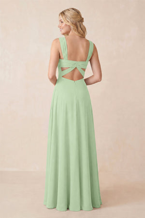 Sweetheart A-Line Chiffon Long Bridesmaid Dress in Sage