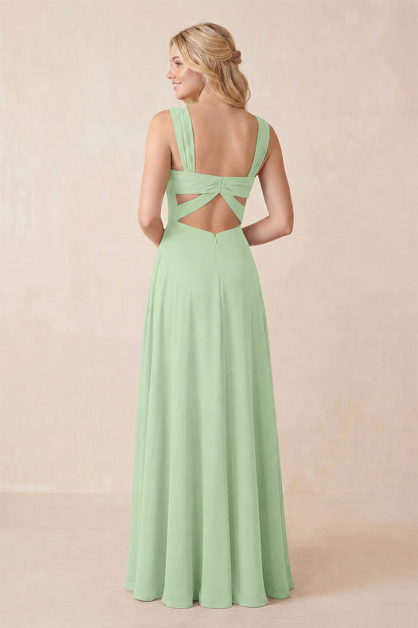 Sweetheart A-Line Chiffon Long Bridesmaid Dress in Sage