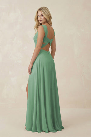 Sweetheart A - Line Chiffon Long Bridesmaid Dress in Sea Glass - KissProm Bridesmaid Dresses