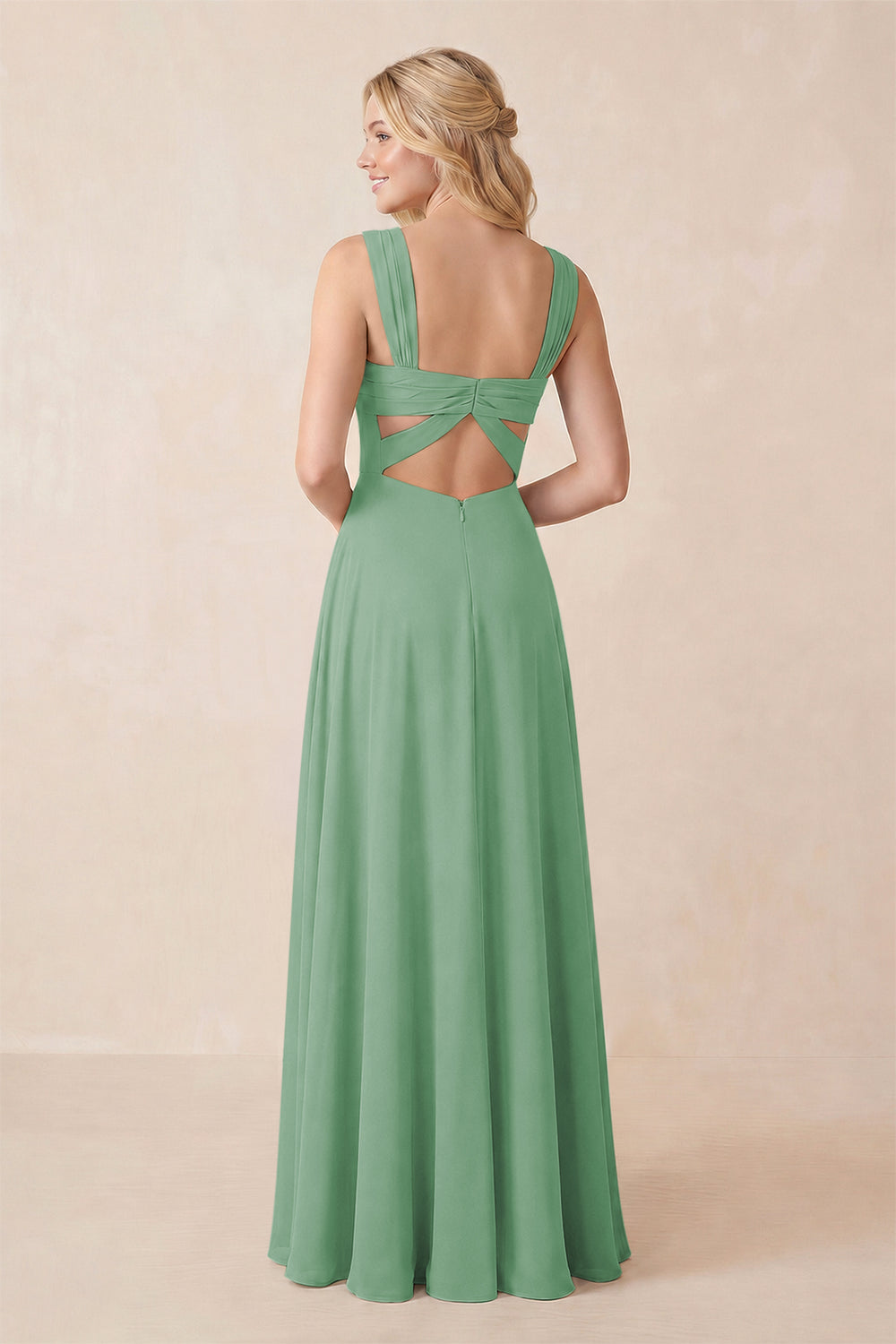Sweetheart A-Line Chiffon Long Bridesmaid Dress in Sea Glass
