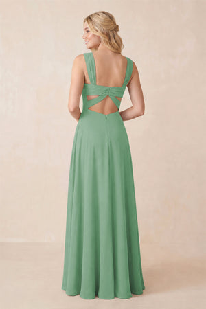 Sweetheart A-Line Chiffon Long Bridesmaid Dress in Sea Glass