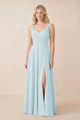 Sweetheart A-Line Chiffon Long Bridesmaid Dress in Sky Blue