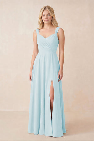 Sweetheart A-Line Chiffon Long Bridesmaid Dress in Sky Blue