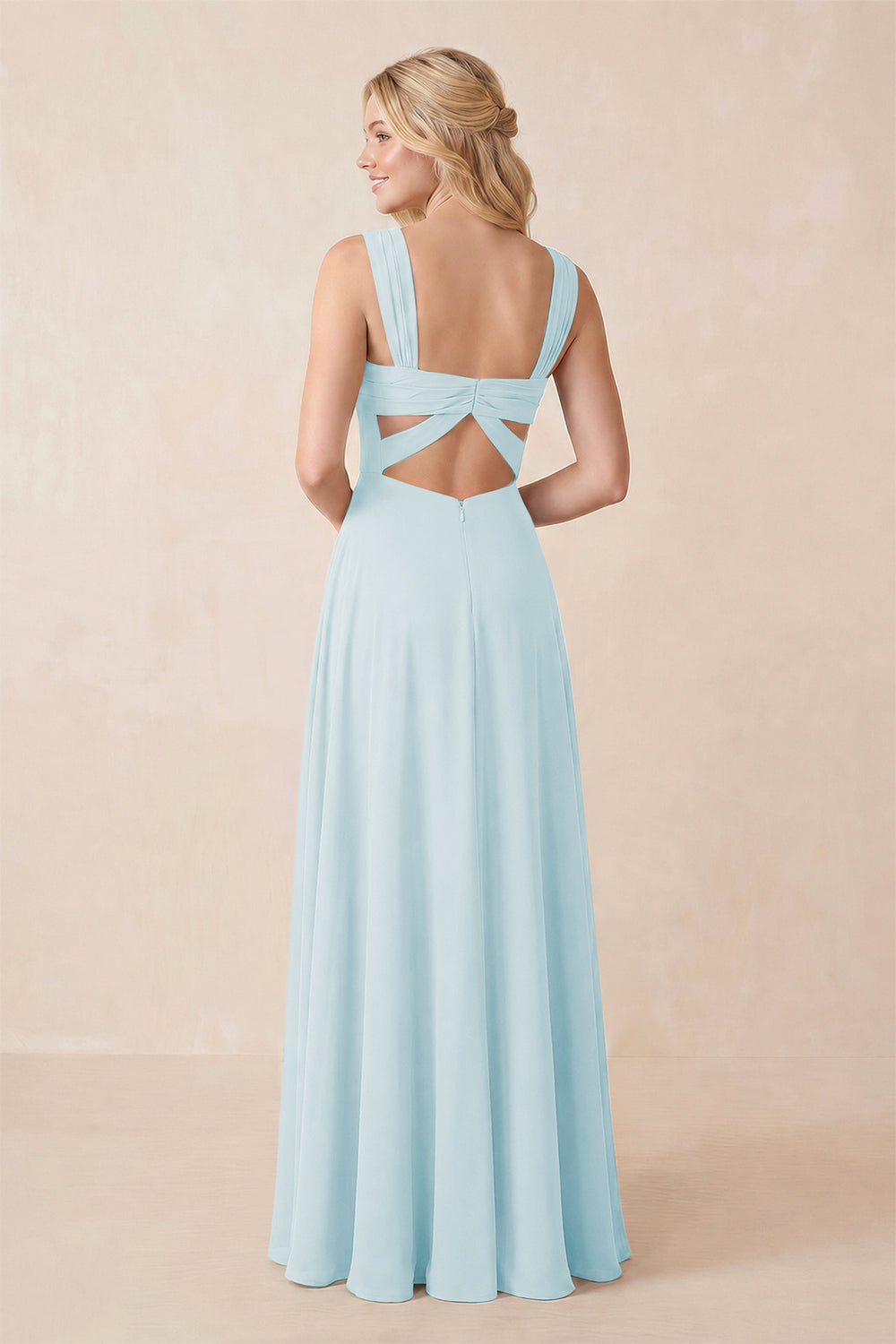 Sweetheart A-Line Chiffon Long Bridesmaid Dress in Sky Blue
