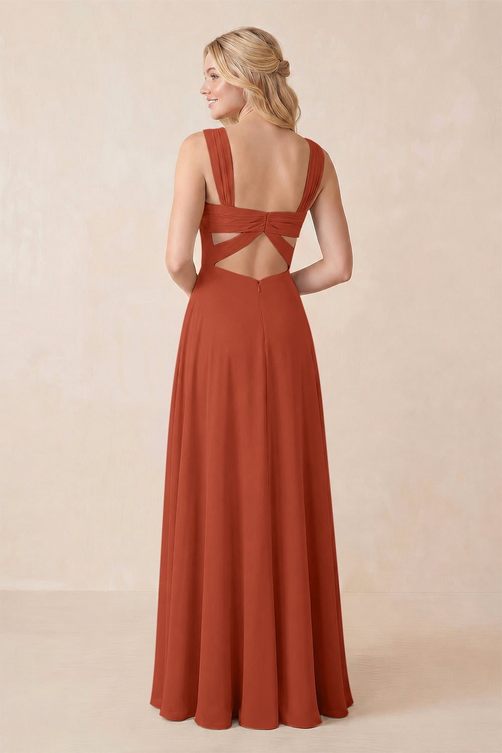 Sweetheart A-Line Chiffon Long Bridesmaid Dress in Spice