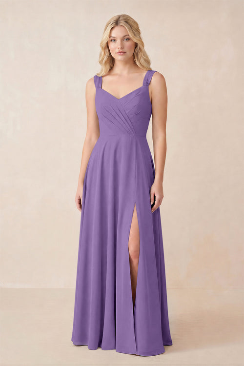 Sweetheart A-Line Chiffon Long Bridesmaid Dress in Tahiti