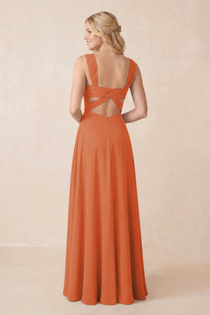 Sweetheart A-Line Chiffon Long Bridesmaid Dress in Terracotta