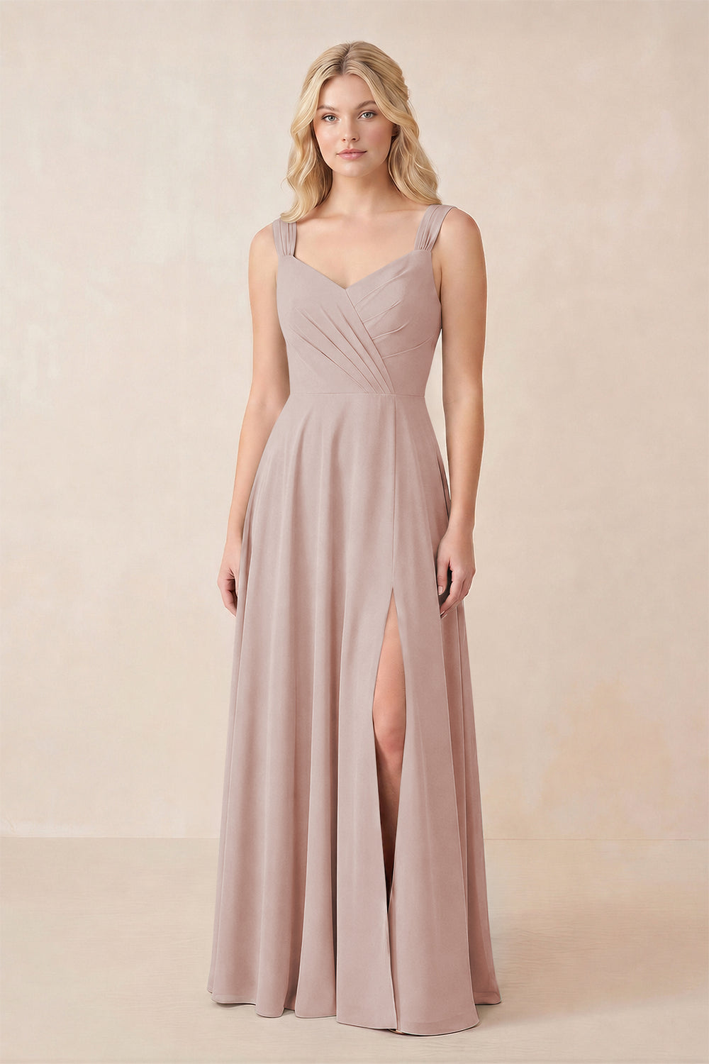 Sweetheart A-Line Chiffon Long Bridesmaid Dress in Toffee