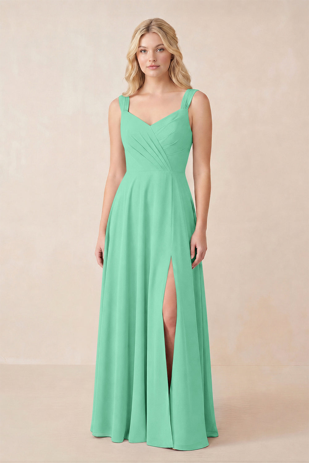 Sweetheart A-Line Chiffon Long Bridesmaid Dress in Turquoise