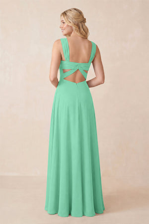 Sweetheart A-Line Chiffon Long Bridesmaid Dress in Turquoise