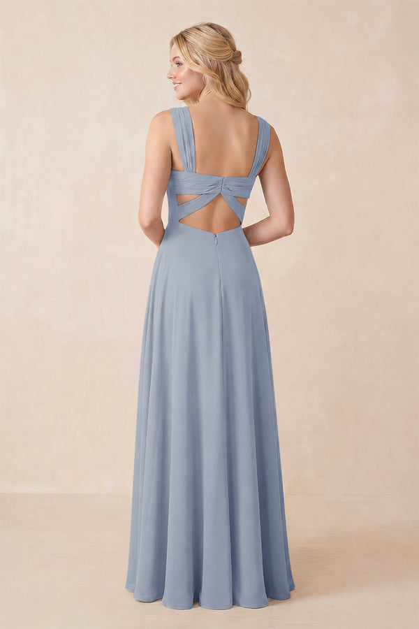 Sweetheart A-Line Chiffon Long Bridesmaid Dress in Twilight
