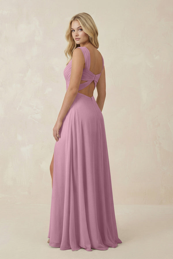 Sweetheart A - Line Chiffon Long Bridesmaid Dress in Vintage Mauve - KissProm Bridesmaid Dresses