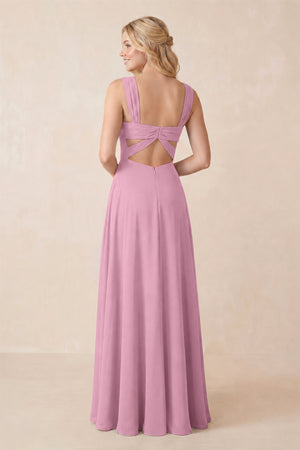Sweetheart A-Line Chiffon Long Bridesmaid Dress in Vintage Mauve