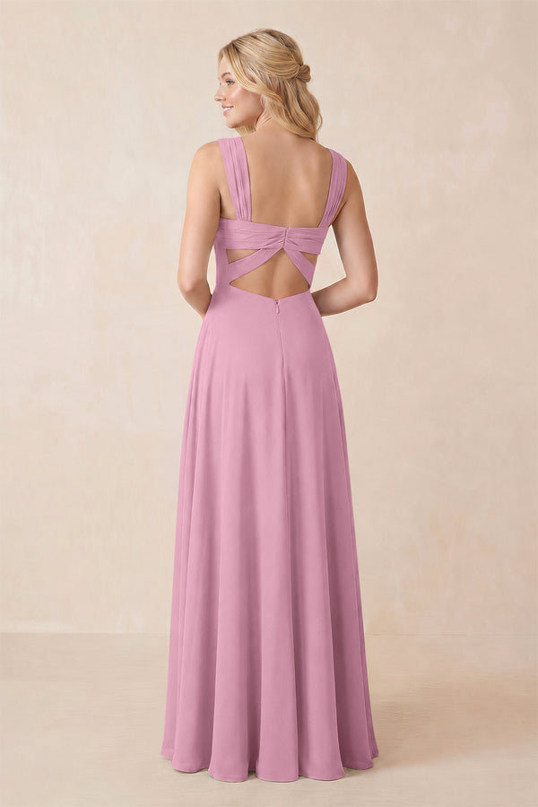 Sweetheart A-Line Chiffon Long Bridesmaid Dress in Vintage Mauve