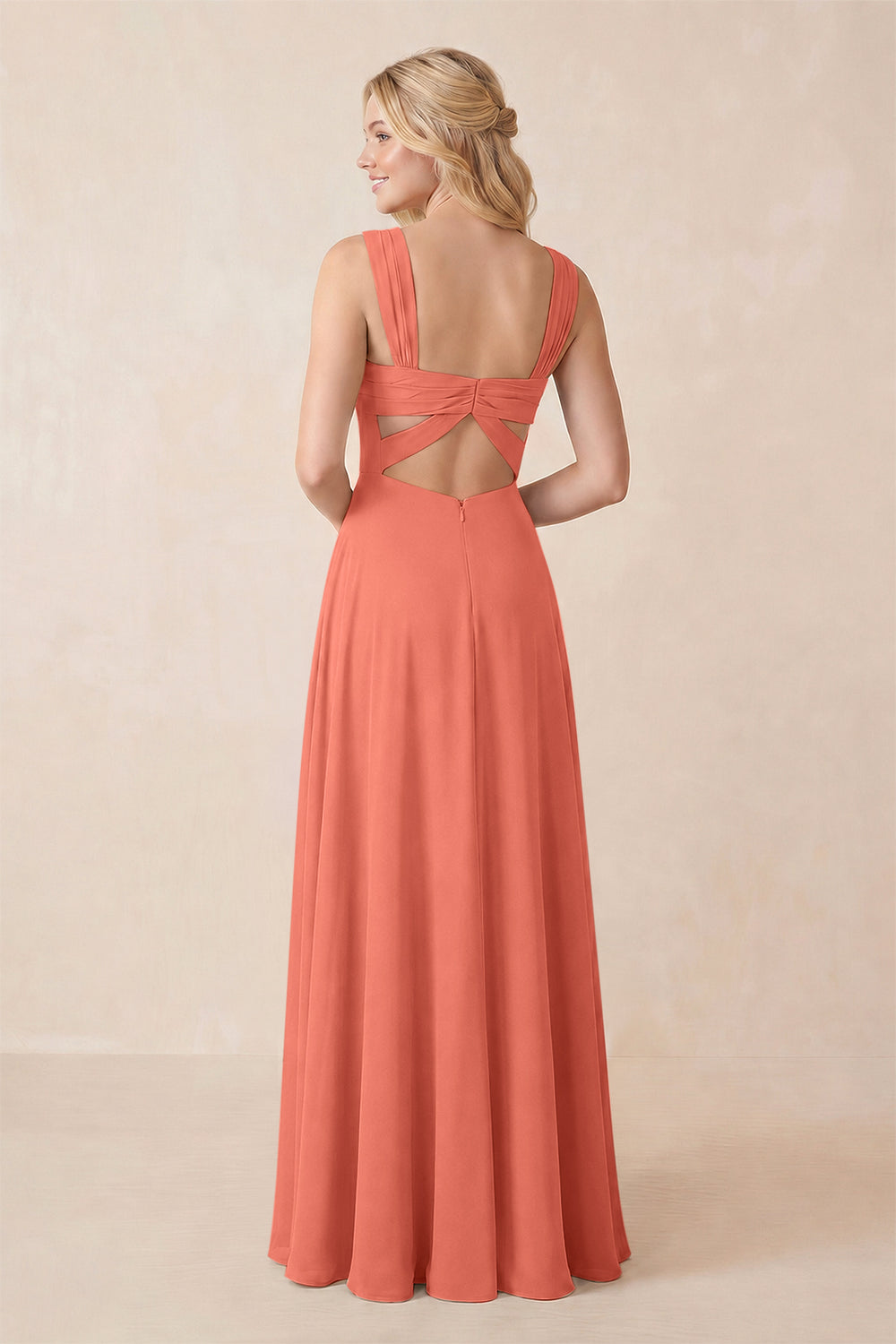 Sweetheart A-Line Chiffon Long Bridesmaid Dress in Wild Rose