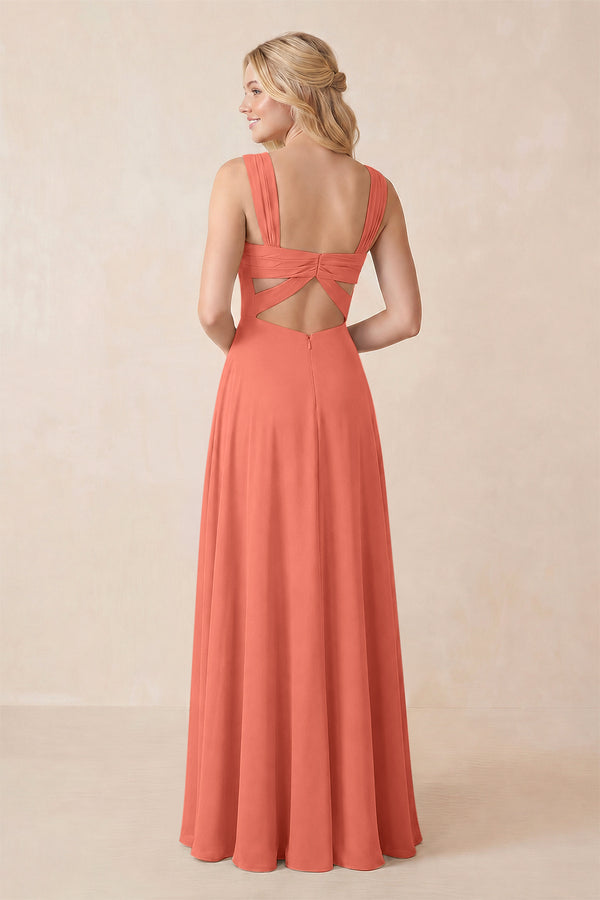 Sweetheart A-Line Chiffon Long Bridesmaid Dress in Wild Rose