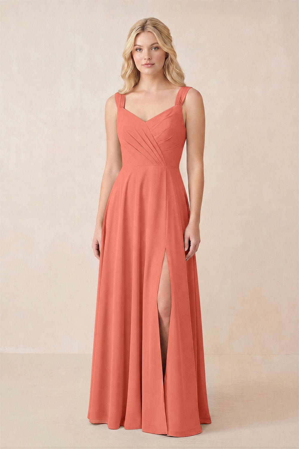 Sweetheart A-Line Chiffon Long Bridesmaid Dress in Wild Rose