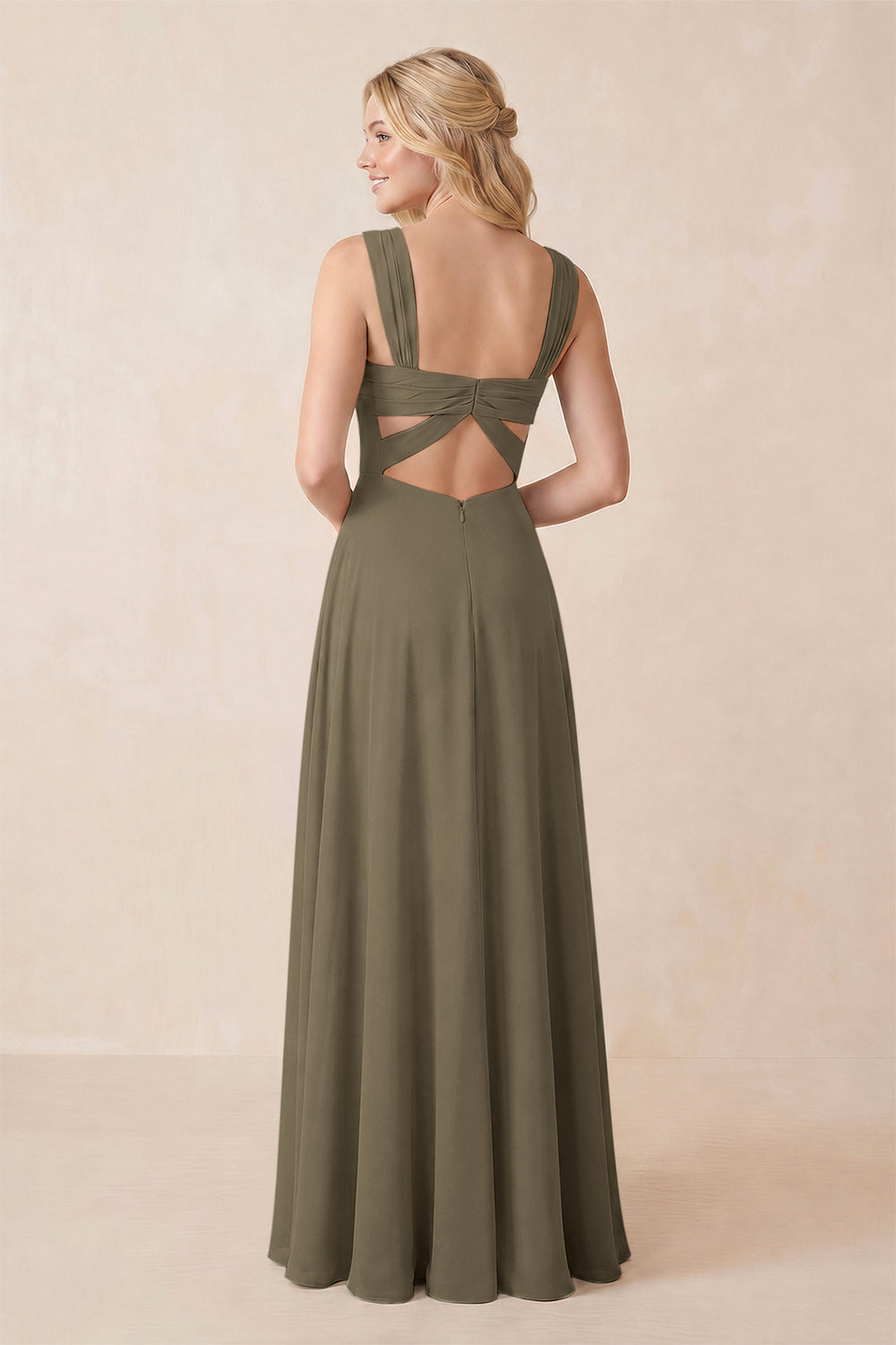 Sweetheart A-Line Chiffon Long Bridesmaid Dress in Willow Green