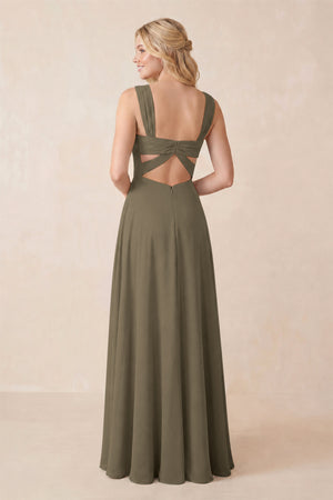Sweetheart A-Line Chiffon Long Bridesmaid Dress in Willow Green