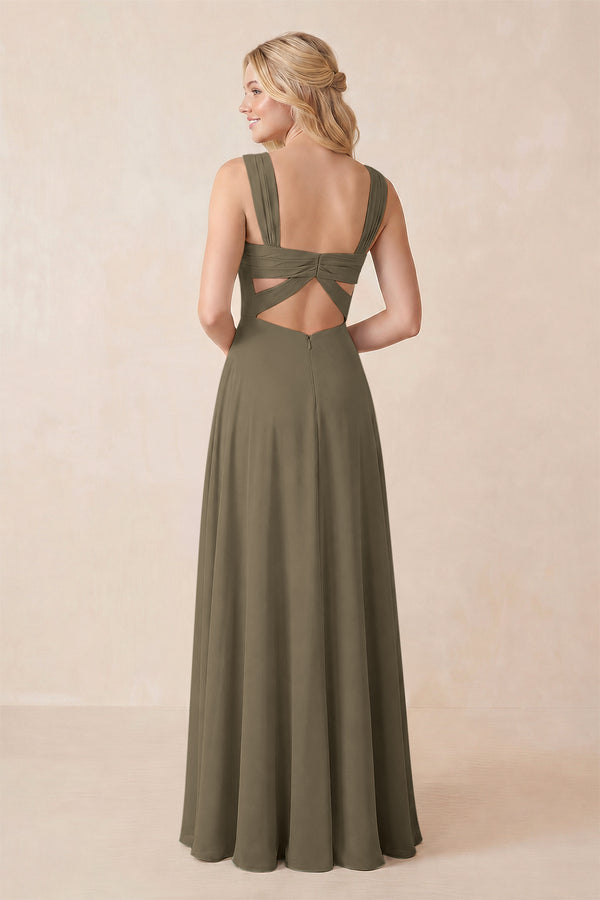 Sweetheart A-Line Chiffon Long Bridesmaid Dress in Willow Green