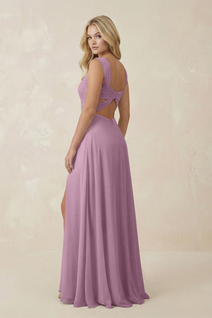 Sweetheart A - Line Chiffon Long Bridesmaid Dress in Wisteria - KissProm Bridesmaid Dresses