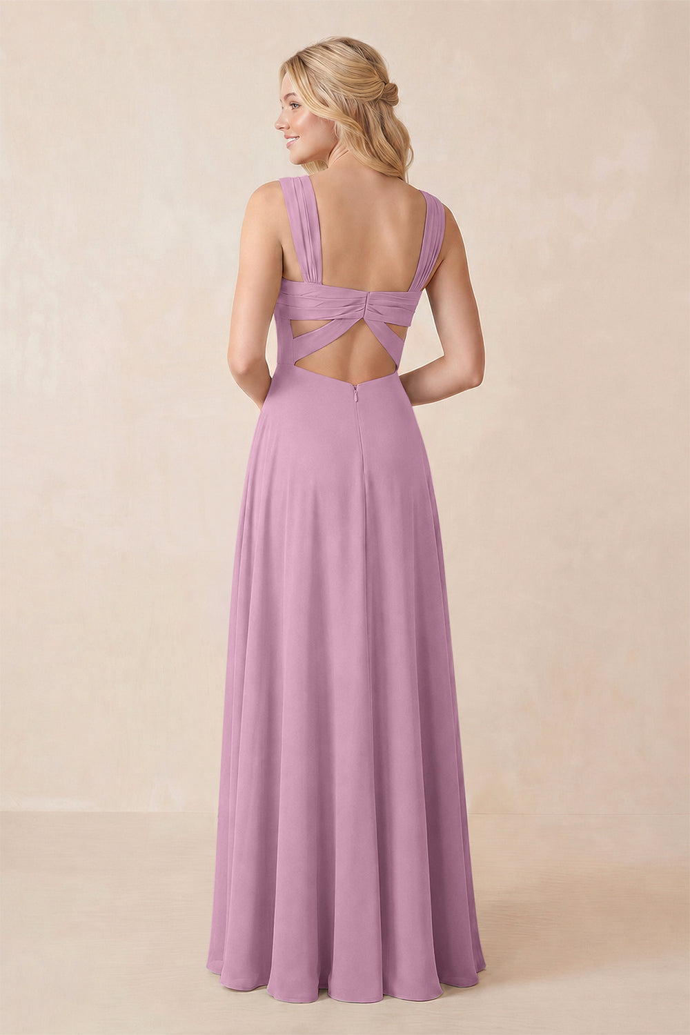 Sweetheart A-Line Chiffon Long Bridesmaid Dress in Wisteria