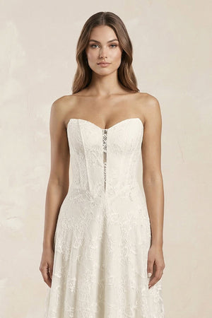 Sweetheart A - Line Corset Lace Wedding Dress in Ivory - KissProm Wedding Dresses