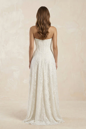 Sweetheart A - Line Corset Lace Wedding Dress in Ivory - KissProm Wedding Dresses