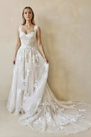 Roberta | A-Line Straps Sweetheart Wedding Dress with Lace Appliques