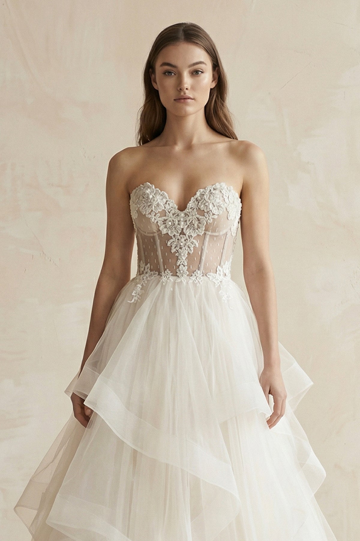 Detachable Floral Princess A-Line Boho Lace Wedding Dress Elegant Chic