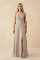 Sweetheart A - Line Pleated Chiffon Bridesmaid Dress in Almond - KissProm Bridesmaid Dresses