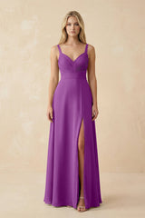Sweetheart A - Line Pleated Chiffon Bridesmaid Dress in Amethyst - KissProm Bridesmaid Dresses