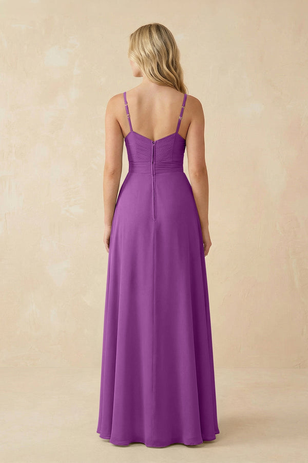 Sweetheart A - Line Pleated Chiffon Bridesmaid Dress in Amethyst - KissProm Bridesmaid Dresses