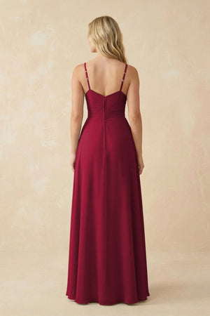 Sweetheart A - Line Pleated Chiffon Bridesmaid Dress in Berry - KissProm Bridesmaid Dresses