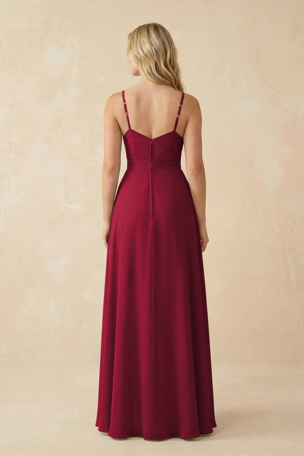 Sweetheart A - Line Pleated Chiffon Bridesmaid Dress in Berry - KissProm Bridesmaid Dresses