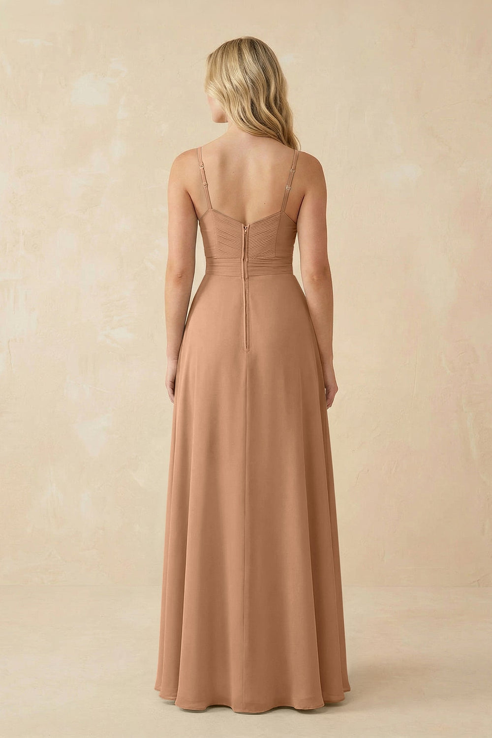 Sweetheart A - Line Pleated Chiffon Bridesmaid Dress in Bronzer - KissProm Bridesmaid Dresses