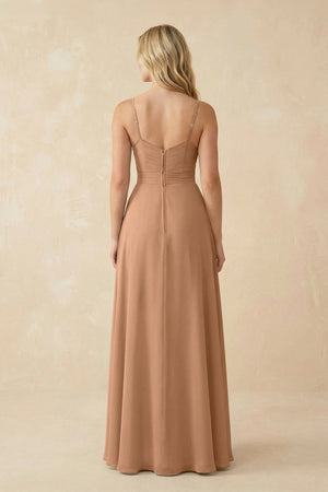 Sweetheart A - Line Pleated Chiffon Bridesmaid Dress in Bronzer - KissProm Bridesmaid Dresses