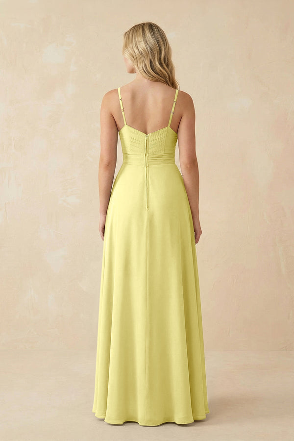 Sweetheart A - Line Pleated Chiffon Bridesmaid Dress in Buttercup - KissProm Bridesmaid Dresses