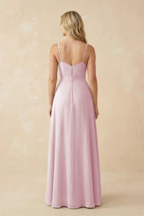 Sweetheart A - Line Pleated Chiffon Bridesmaid Dress in Candy Pink - KissProm Bridesmaid Dresses