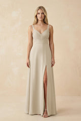Sweetheart A - Line Pleated Chiffon Bridesmaid Dress in Champagne - KissProm Bridesmaid Dresses