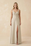 Sweetheart A - Line Pleated Chiffon Bridesmaid Dress in Champagne - KissProm Bridesmaid Dresses