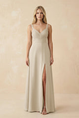 Sweetheart A - Line Pleated Chiffon Bridesmaid Dress in Champagne - KissProm Bridesmaid Dresses