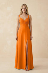 Sweetheart A - Line Pleated Chiffon Bridesmaid Dress in Cinnamon - KissProm Bridesmaid Dresses