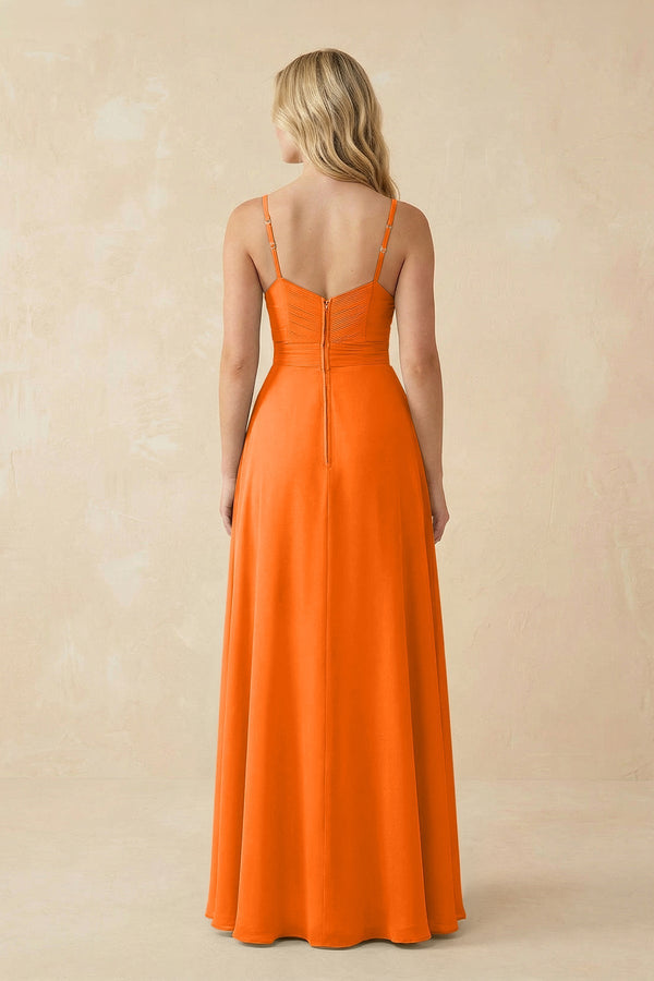 Sweetheart A - Line Pleated Chiffon Bridesmaid Dress in Cinnamon - KissProm Bridesmaid Dresses