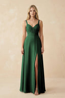 Sweetheart A - Line Pleated Chiffon Bridesmaid Dress in Dark Green - KissProm Bridesmaid Dresses
