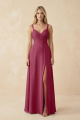 Sweetheart A - Line Pleated Chiffon Bridesmaid Dress in Desert Rose - KissProm Bridesmaid Dresses